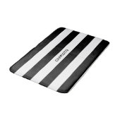 Tapis De Bain Bande moderne noir & blanc nom personnalisé chic (Angle)