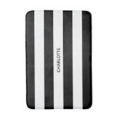 Tapis De Bain Bande moderne noir & blanc nom personnalisé chic (Devant (Vertical))