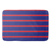 Tapis De Bain Bande rouge et blanche sur bleu marine (Devant)