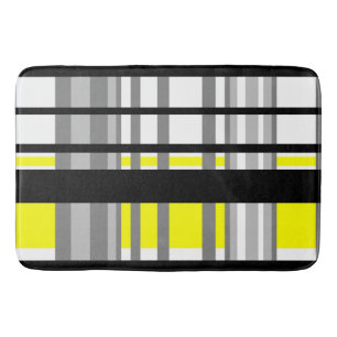Tapis De Bain Bandes blanches et grises noires