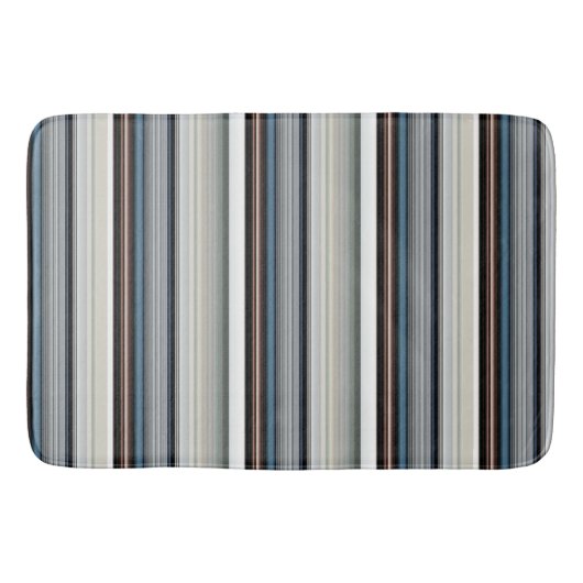 Tapis De Bain Bandes blanches gris mignonnes (Devant)