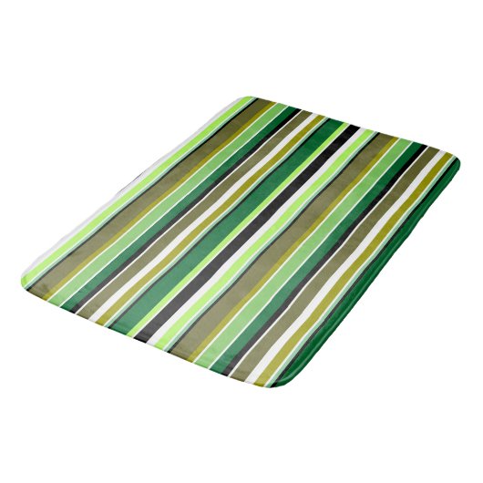 Tapis De Bain Bandes blanches vert mignonne (Angle)