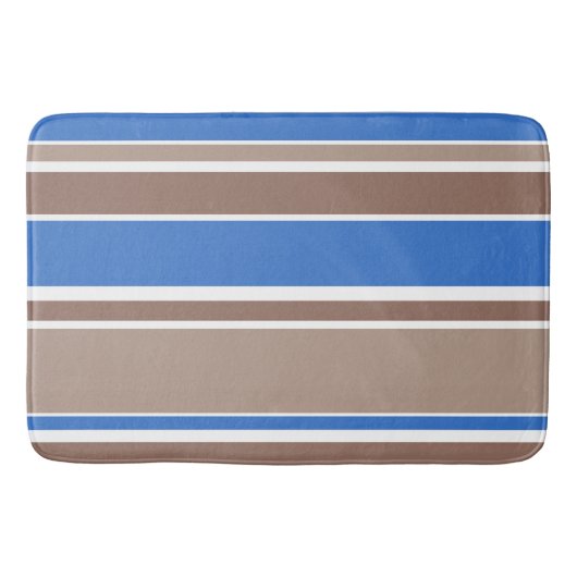 Tapis De Bain Bandes Brown et bleues (Devant)