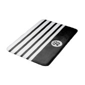 Tapis De Bain Bandes classiques noires et blanches avec monogram (Angle)