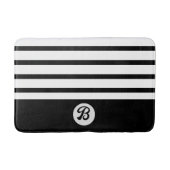 Tapis De Bain Bandes classiques noires et blanches avec monogram (Devant)