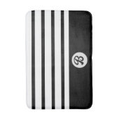 Tapis De Bain Bandes classiques noires et blanches avec monogram (Devant (Vertical))