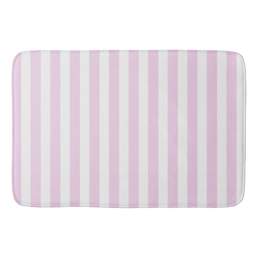 Tapis De Bain Bandes de bonbons rose pâle et blanc (Devant)