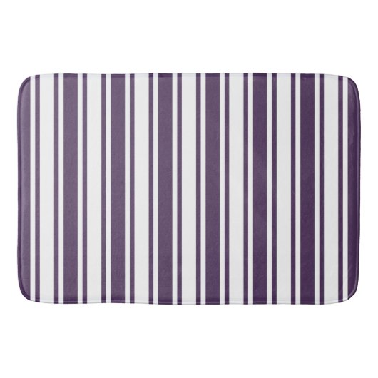 Tapis De Bain Bandes de bonbons violettes foncées et blanches (Devant)