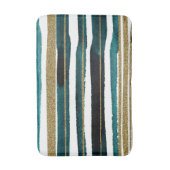 Tapis De Bain Bandes de parties scintillant verte et or (Devant (Vertical))