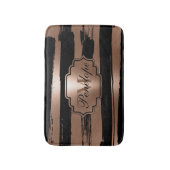 Tapis De Bain Bandes de pinceau rose or (Devant (Vertical))