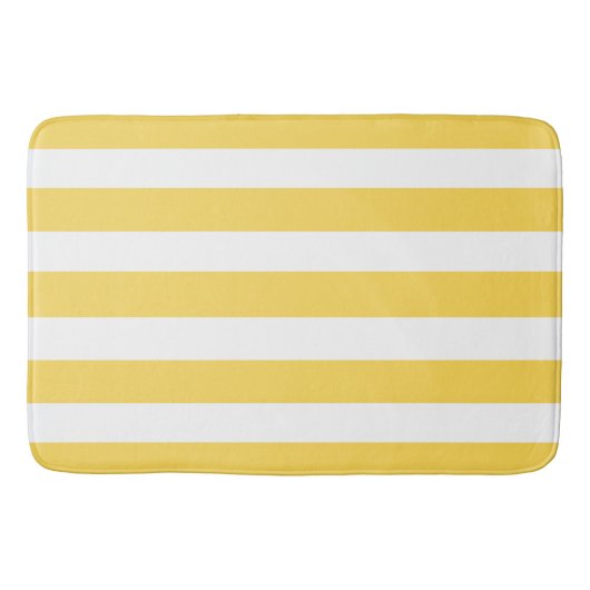 Tapis De Bain Bandes de transats jaunes et blancs (Devant)