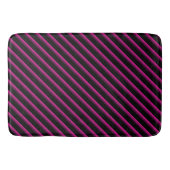 Tapis De Bain Bandes diagonales en noir et rose chaud (Devant)