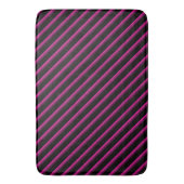 Tapis De Bain Bandes diagonales en noir et rose chaud (devant Vertical)