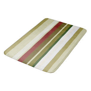 Tapis De Bain Bandes d'olivier, de vert et de rouge
