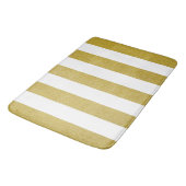 Tapis De Bain Bandes d'or, Blancs, Motif rayé (Angle)