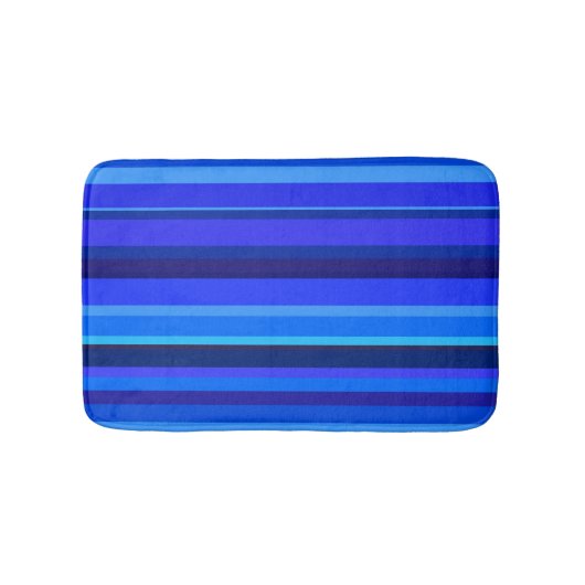 Tapis De Bain Bandes horizontales bleues (Devant)