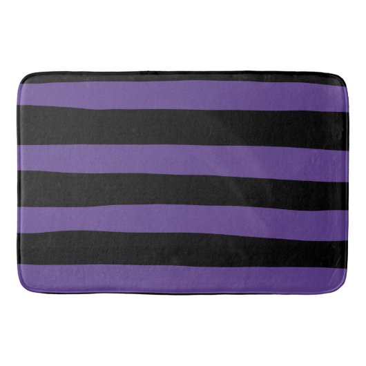Tapis De Bain Bandes inégales en violet et en noir (Devant)