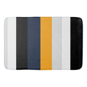 Tapis De Bain Bandes jaunes, bleues, blanches et noires