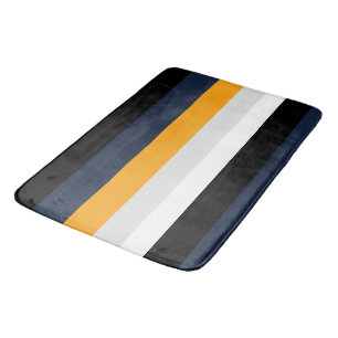 Tapis De Bain Bandes jaunes, bleues, blanches et noires