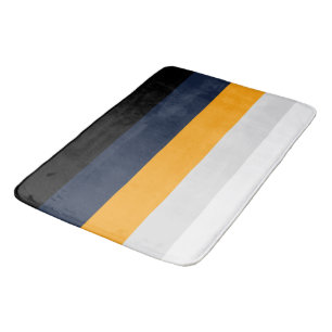Tapis De Bain Bandes jaunes, bleues, blanches et noires