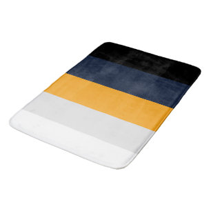 Tapis De Bain Bandes jaunes, bleues, blanches et noires