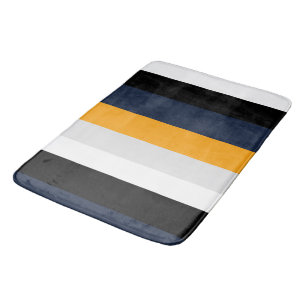 Tapis De Bain Bandes jaunes, bleues, blanches et noires