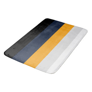 Tapis De Bain Bandes jaunes, bleues, blanches et noires
