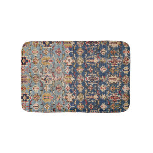 Tapis De Bain Bandes jaunes de Kuba bleu bleu foncé