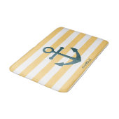 Tapis De Bain Bandes jaunes et Ancre bleue (Angle)