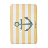 Tapis De Bain Bandes jaunes et Ancre bleue (Devant (Vertical))