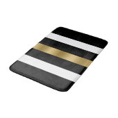 Tapis De Bain Bandes noires, blanches et or (Angle)