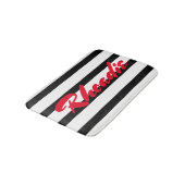 Tapis De Bain Bandes noires et blanches avec rouge (Angle)