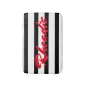 Tapis De Bain Bandes noires et blanches avec rouge (Devant (Vertical))