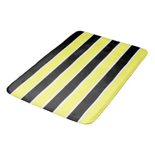 Tapis De Bain Bandes noires, jaunes et blanches