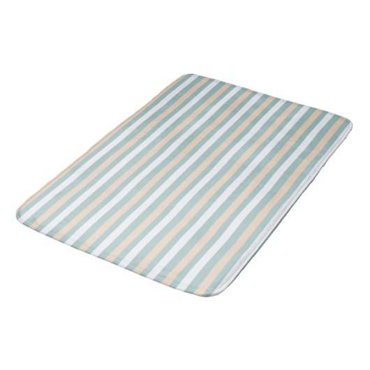 Tapis De Bain Bandes pastel bleues, blanches et bleues (Angle)