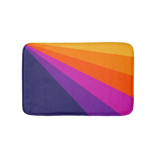 Tapis De Bain Bandes rétro en diagonale violette et orange (Devant)