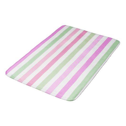 Tapis De Bain Bandes, rose, vert (Angle)