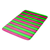 Tapis De Bain Bandes roses chaudes et vertes de citron vert (Angle)