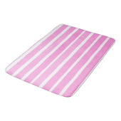 Tapis De Bain Bandes roses et blanches (Angle)