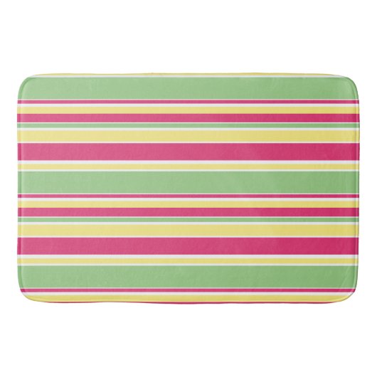 Tapis De Bain Bandes roses, vertes et jaunes (Devant)