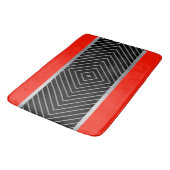 Tapis De Bain Bandes rouges, noires, argentées et blanches  (Angle)