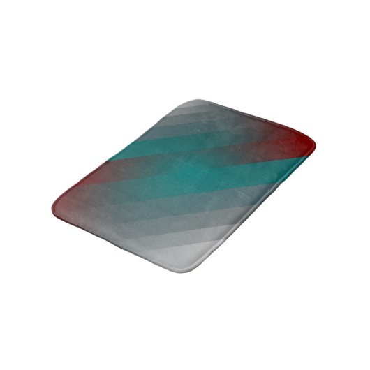 Tapis De Bain Bandes turquoises de gris bordeaux (Angle)