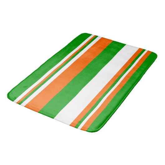 Tapis De Bain Bandes vertes, blanches et orange (Angle)