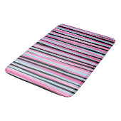 Tapis De Bain Bandes verticales rose et noire (Angle)
