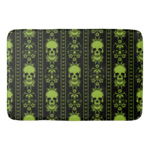 Tapis De Bain Baroque Crâne Motif vert