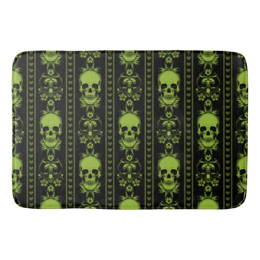 Tapis De Bain Baroque Crâne Motif vert (Devant)