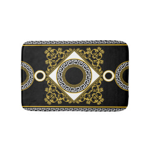 Tapis De Bain Baroque d'or : frontière noire grecque