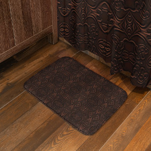 Tapis De Bain Baroque Floral Faux Motif en cuir