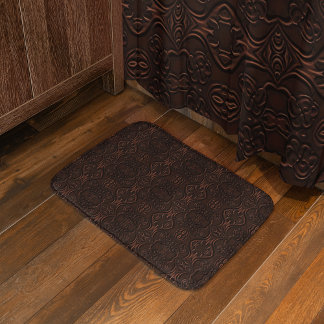 Tapis De Bain Baroque Floral Faux Motif en cuir