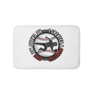 Tapis De Bain Baseball Papa Monstre Vintage Catcher Conception d